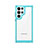 Silicone Transparent Frame Case Cover M03 for Samsung Galaxy S21 Ultra 5G Cyan