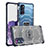 Silicone Transparent Frame Case Cover WL1 for Samsung Galaxy S20 Navy Blue