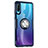 Silicone Transparent Mirror Frame Case 360 Degrees with Magnetic Finger Ring Stand Z01 for Huawei Nova 4e Blue