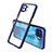 Silicone Transparent Mirror Frame Case Cover for Oppo Reno4 F Blue