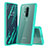 Silicone Transparent Mirror Frame Case Cover H02 for OnePlus 8 Pro Cyan