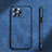 Soft Luxury Leather Snap On Case Cover AT3 for Apple iPhone 13 Pro Blue