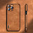 Soft Luxury Leather Snap On Case Cover AT3 for Apple iPhone 14 Pro Max Brown