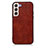 Soft Luxury Leather Snap On Case Cover B02H for Samsung Galaxy S22 Plus 5G Brown