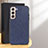 Soft Luxury Leather Snap On Case Cover B03H for Samsung Galaxy S25 5G Blue