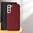 Soft Luxury Leather Snap On Case Cover B07H for Samsung Galaxy S25 Plus 5G Red