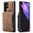 Soft Luxury Leather Snap On Case Cover C01S for Samsung Galaxy S21 Ultra 5G Light Brown