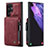 Soft Luxury Leather Snap On Case Cover C01S for Samsung Galaxy S21 Ultra 5G Red