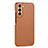 Soft Luxury Leather Snap On Case Cover C05 for Samsung Galaxy S21 5G Brown