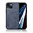 Soft Luxury Leather Snap On Case Cover DY1 for Apple iPhone 14 Blue