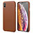 Soft Luxury Leather Snap On Case Cover for Apple iPhone XR Brown