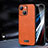 Soft Luxury Leather Snap On Case Cover LD2 for Apple iPhone 13 Orange