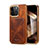 Soft Luxury Leather Snap On Case Cover MT2 for Apple iPhone 15 Pro Brown