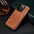 Soft Luxury Leather Snap On Case Cover MT5 for Apple iPhone 14 Pro Brown