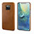 Soft Luxury Leather Snap On Case Cover P02 for Huawei Mate 20 Pro Brown