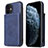 Soft Luxury Leather Snap On Case Cover R01 for Apple iPhone 12 Mini Blue