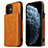 Soft Luxury Leather Snap On Case Cover R01 for Apple iPhone 12 Mini Orange