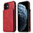 Soft Luxury Leather Snap On Case Cover R01 for Apple iPhone 12 Mini Red