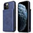 Soft Luxury Leather Snap On Case Cover R01 for Apple iPhone 12 Pro Blue