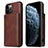 Soft Luxury Leather Snap On Case Cover R01 for Apple iPhone 12 Pro Max Brown