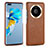 Soft Luxury Leather Snap On Case Cover R01 for Huawei Mate 40 Pro Brown
