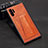 Soft Luxury Leather Snap On Case Cover R02 for Samsung Galaxy Note 10 Plus 5G Orange