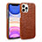 Soft Luxury Leather Snap On Case Cover R03 for Apple iPhone 12 Pro Max Brown