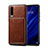 Soft Luxury Leather Snap On Case Cover R05 for Huawei P30 Brown