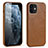Soft Luxury Leather Snap On Case Cover R06 for Apple iPhone 12 Brown