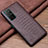 Soft Luxury Leather Snap On Case Cover S01 for Huawei Honor 30S Brown