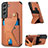 Soft Luxury Leather Snap On Case Cover S02D for Samsung Galaxy S22 5G Brown