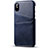 Soft Luxury Leather Snap On Case Cover S06 for Apple iPhone X Blue