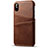 Soft Luxury Leather Snap On Case Cover S06 for Apple iPhone X Brown