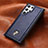 Soft Luxury Leather Snap On Case Cover S06D for Samsung Galaxy S22 Ultra 5G Blue