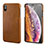 Soft Luxury Leather Snap On Case Cover S12 for Apple iPhone X Brown