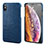 Soft Luxury Leather Snap On Case Cover S12 for Apple iPhone Xs Blue