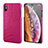Soft Luxury Leather Snap On Case Cover S12 for Apple iPhone Xs Hot Pink