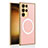Soft Luxury Leather Snap On Case Cover with Mag-Safe Magnetic AC1 for Samsung Galaxy S21 Ultra 5G Pink