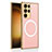 Soft Luxury Leather Snap On Case Cover with Mag-Safe Magnetic AC3 for Samsung Galaxy S23 Ultra 5G Pink