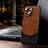 Soft Luxury Leather Snap On Case Cover with Mag-Safe Magnetic LD4 for Apple iPhone 14 Brown