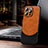 Soft Luxury Leather Snap On Case Cover with Mag-Safe Magnetic LD4 for Apple iPhone 14 Pro Orange