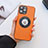 Soft Luxury Leather Snap On Case Cover with Mag-Safe Magnetic QC3 for Apple iPhone 13 Pro Orange
