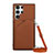 Soft Luxury Leather Snap On Case Cover Y01B for Samsung Galaxy S21 Ultra 5G Brown