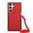 Soft Luxury Leather Snap On Case Cover Y01B for Samsung Galaxy S22 Ultra 5G Red