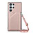 Soft Luxury Leather Snap On Case Cover Y01B for Samsung Galaxy S22 Ultra 5G Rose Gold