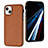 Soft Luxury Leather Snap On Case Cover Y03B for Apple iPhone 14 Plus Brown