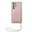 Soft Luxury Leather Snap On Case Cover Y03B for Samsung Galaxy S22 Ultra 5G Rose Gold