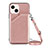 Soft Luxury Leather Snap On Case Cover Y04B for Apple iPhone 13 Rose Gold