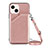 Soft Luxury Leather Snap On Case Cover Y04B for Apple iPhone 14 Plus Rose Gold