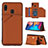 Soft Luxury Leather Snap On Case Cover Y04B for Samsung Galaxy A30 Brown